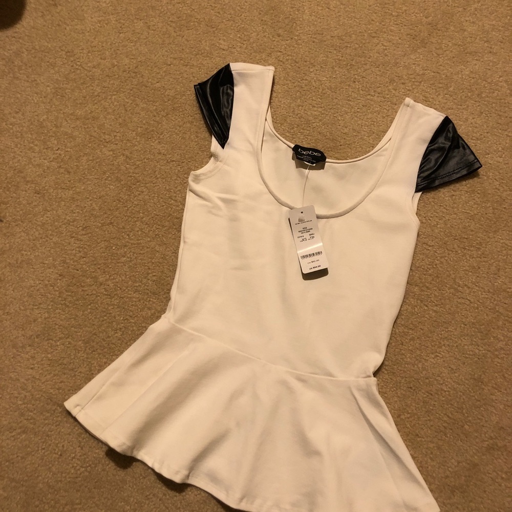 Extra small, white peplum, Bebe shirt